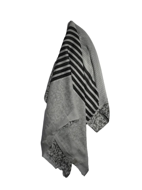 Ladies Hijab - Silk Scarf - Grey Black