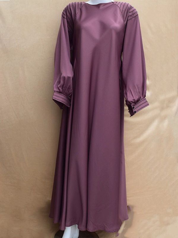 Cuff Sleeves Side Neck Zip Abaya